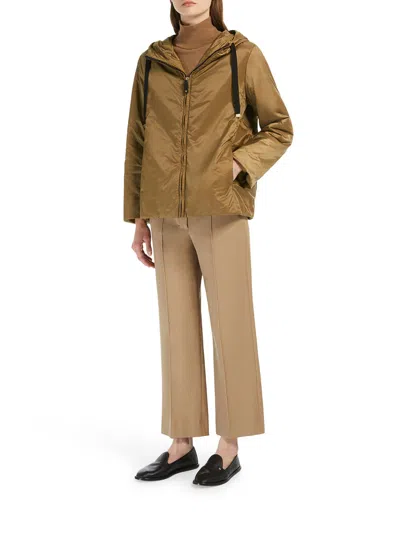 Max Mara The Cube Padded Jacket With Drop-proof Canvas Hood In Brown