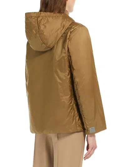 Max Mara The Cube Padded Jacket With Drop-proof Canvas Hood In Brown