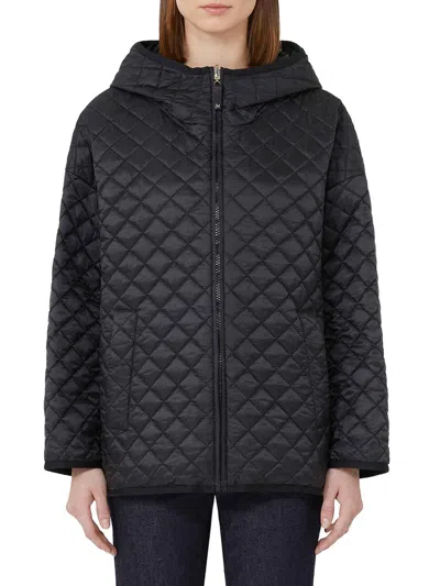 Max Mara The Cube 'leo' Black Quilted Short Down Jacket In Black