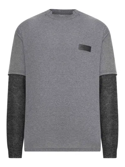 Magliano Double-sleeved Cotton Trauma T-shirt In Gray
