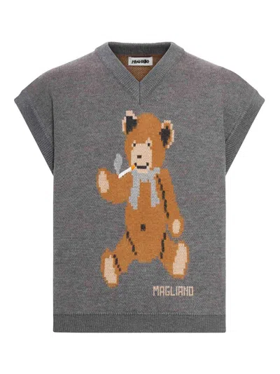 Magliano Wool Vest With Print In Gray