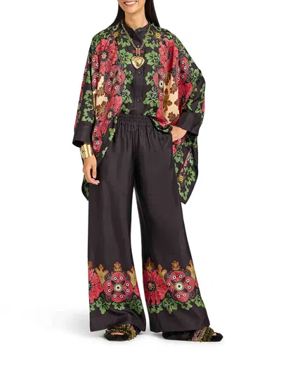 La Doublej Printed Silk Twill Palazzo Pants In Gold