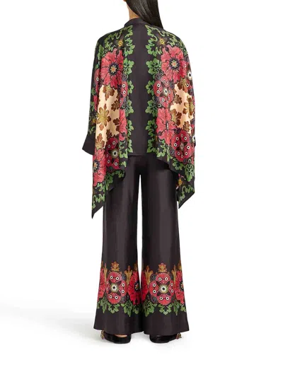La Doublej Printed Silk Twill Palazzo Pants In Gold