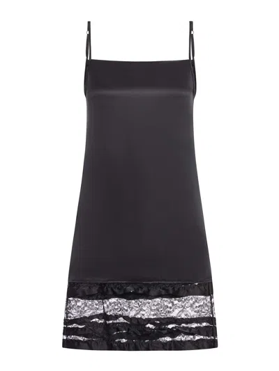 Niccolò Pasqualetti Lace-panel Slip Dress In Black