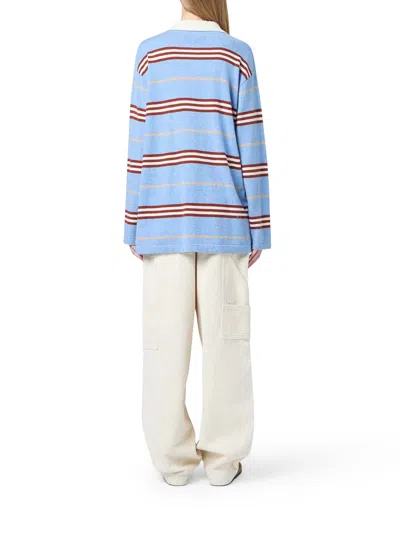 Guest In Residence Striped Polo In Blue