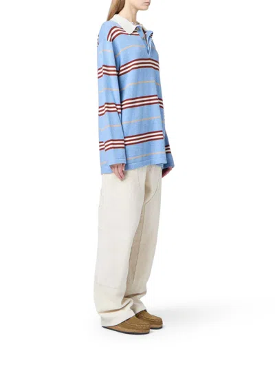 Guest In Residence Striped Polo In Blue