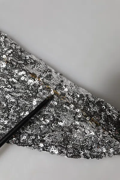 Pre-owned Dolce & Gabbana Silver Sequins Glitter High Heel Boot Women's Shoes ()