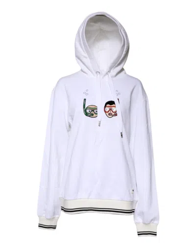 Pre-owned Dolce & Gabbana White #dgfamily Hooded Sweatshirt Women's Sweater ()