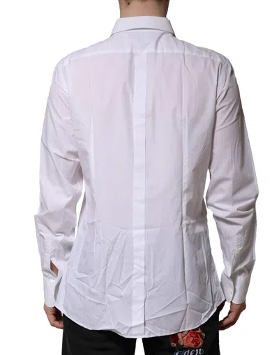 Pre-owned Dolce & Gabbana White Bib Cotton Poplin Gold Formal Men's Shirt ()