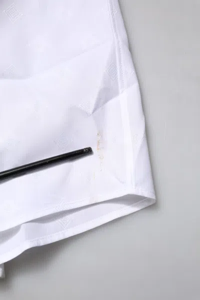 Pre-owned Dolce & Gabbana White Bib Cotton Poplin Gold Men Formal Men's Shirt ()