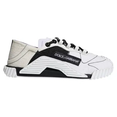 Pre-owned Dolce & Gabbana White Black Low Top Ns1 Sneakers Women's Shoes () In Multi