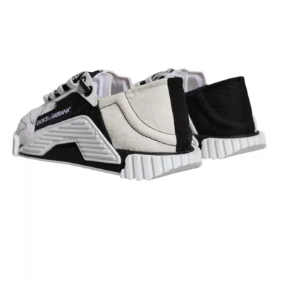 Pre-owned Dolce & Gabbana White Black Low Top Ns1 Sneakers Women's Shoes () In Multi