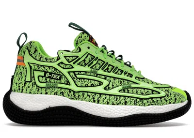 Pre-owned John Geiger Men's  004 S Knit Sneakers In Lime/neon In Green