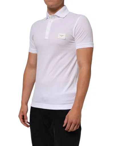 Pre-owned Dolce & Gabbana White Collared Short Sleeves Polo Men's T-shirt ()