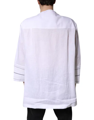 Pre-owned Dolce & Gabbana White Cotton Button Down Long Sleeves Men's Shirt ()
