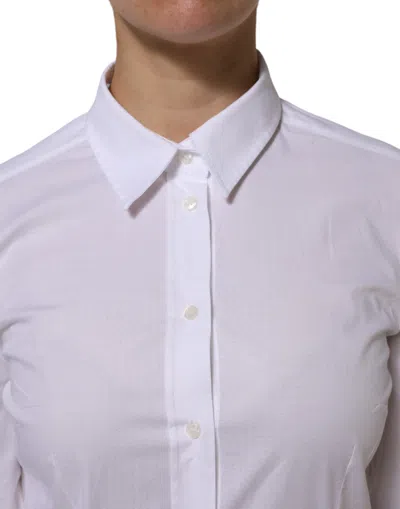 Pre-owned Dolce & Gabbana White Cotton Collared Dress Formal Shirt Women's Top ()