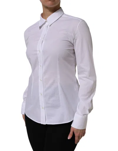 Pre-owned Dolce & Gabbana White Cotton Collared Dress Formal Shirt  Women's Top ()