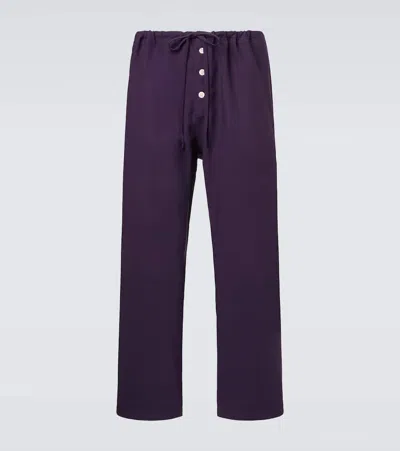 Bode Astor Wool Wide-leg Pants In Purple