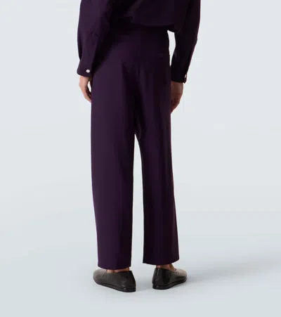 Bode Astor Wool Wide-leg Pants In Purple