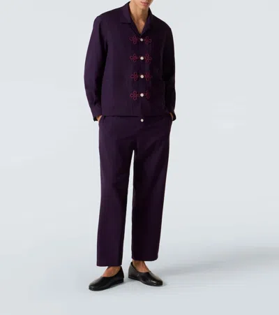 Bode Astor Wool Wide-leg Pants In Purple