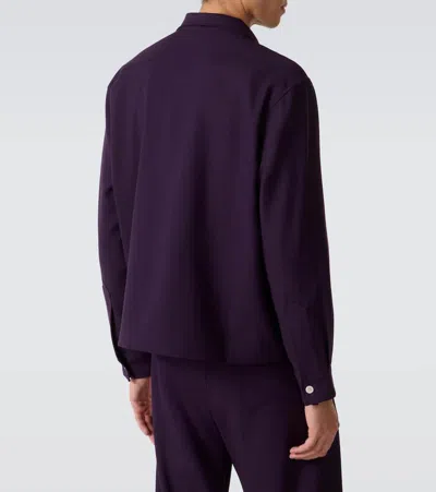 Bode Astor Embroidered Wool Shirt In Purple