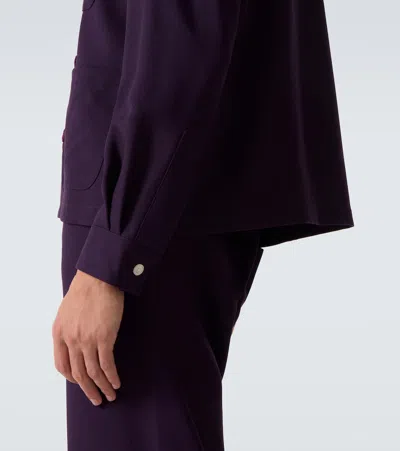 Bode Astor Embroidered Wool Shirt In Purple