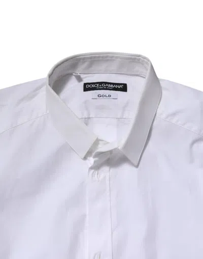 Pre-owned Dolce & Gabbana White Cotton Gold Long Sleeves Formal Men's Shirt ()