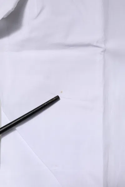 Pre-owned Dolce & Gabbana White Cotton Gold Long Sleeves Formal Men's Shirt ()