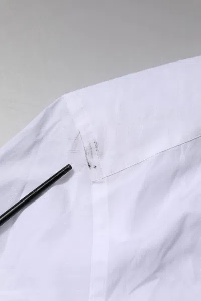 Pre-owned Dolce & Gabbana White Cotton Gold Long Sleeves Formal Men's Shirt ()