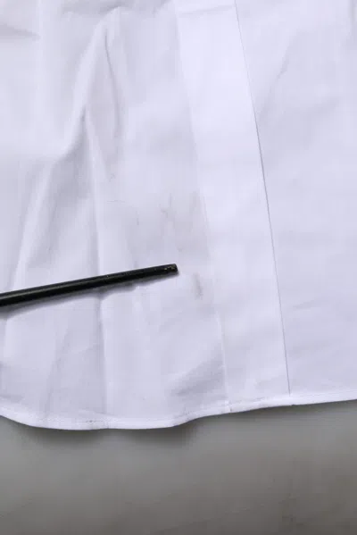 Pre-owned Dolce & Gabbana White Cotton Gold Long Sleeves Formal Men's Shirt ()