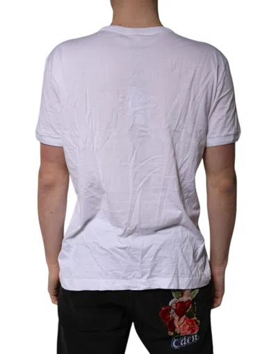 Pre-owned Dolce & Gabbana White Cotton Logo Patch V-neck Tee Men's T-shirt ()