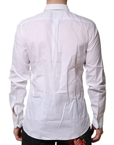 Pre-owned Dolce & Gabbana White Cotton Ruffled Detailing Formal Men's Shirt ()