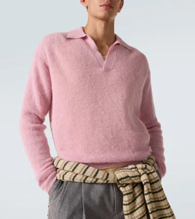 Auralee Alpaca-blend Open Collar Jumper In Pink