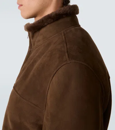 Thom Sweeney Shearling-lined Suede Bomber Jacket In Brown