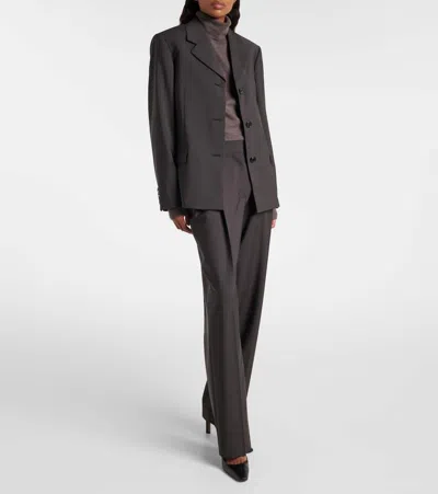 The Row Mikkela High-rise Wool And Mohair Pants In Brown