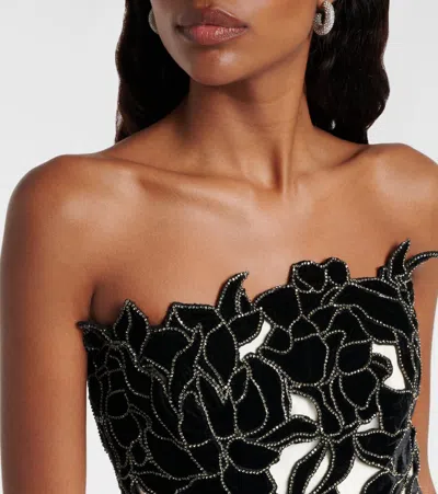 Costarellos Alessi Embellished Tulle Gown In White