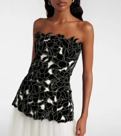 Costarellos Alessi Embellished Tulle Gown In White