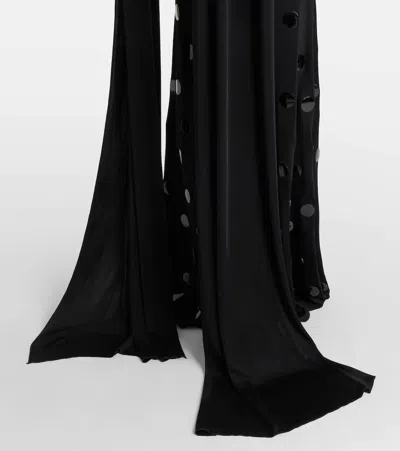 David Koma Embellished Scarf-detail Jersey Gown In Black