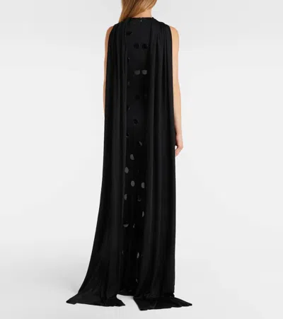 David Koma Embellished Scarf-detail Jersey Gown In Black