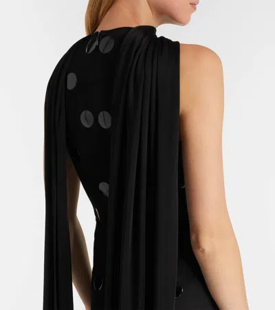 David Koma Embellished Scarf-detail Jersey Gown In Black