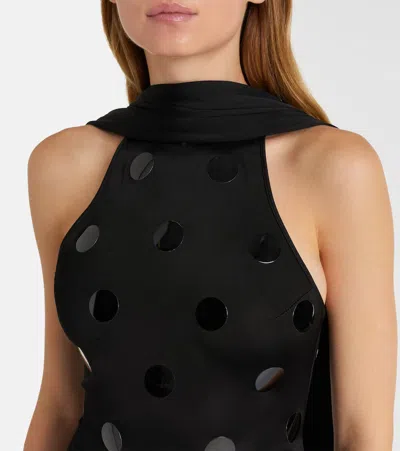 David Koma Embellished Scarf-detail Jersey Gown In Black