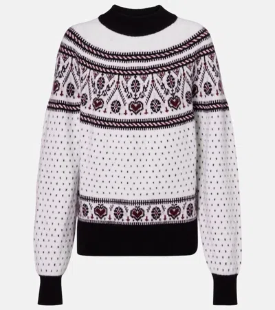 Khaite Guy Intarsia Mock Neck Cashmere Sweater In White