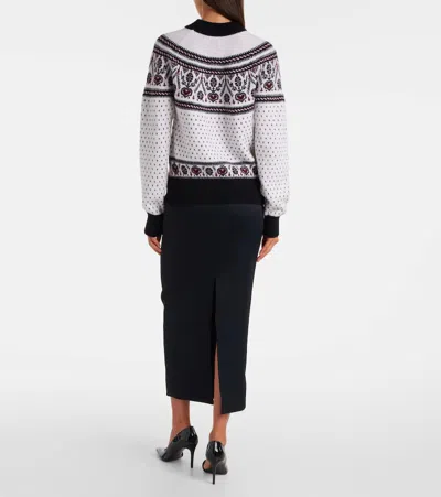 Khaite Guy Intarsia Mock Neck Cashmere Sweater In White