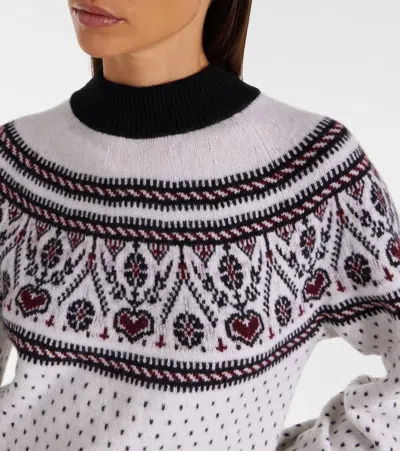 Khaite Guy Intarsia Mock Neck Cashmere Sweater In White