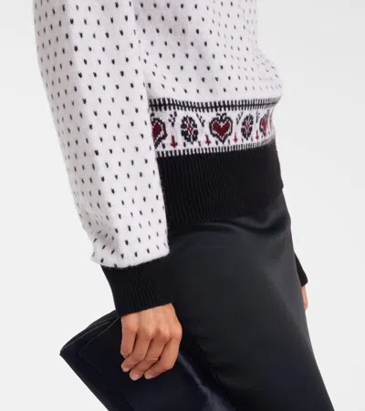 Khaite Guy Intarsia Mock Neck Cashmere Sweater In White