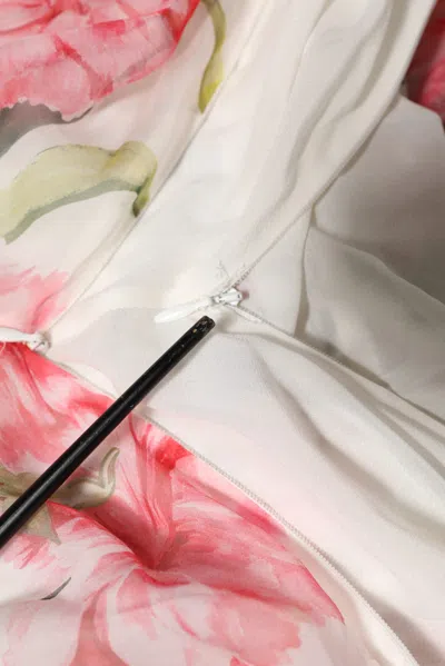 Pre-owned Dolce & Gabbana White Floral Silk Halter A-line Maxi Women's Dress ()