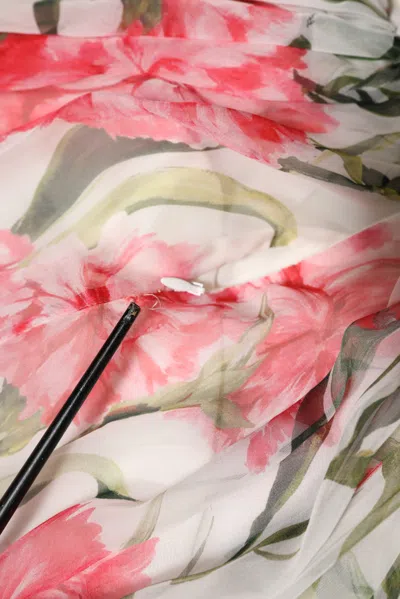 Pre-owned Dolce & Gabbana White Floral Silk Halter A-line Maxi Women's Dress ()