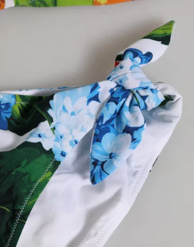 Pre-owned Dolce & Gabbana White Floral Swimsuit 2 Piece Top Bottom Women's Swimwear () In Multi