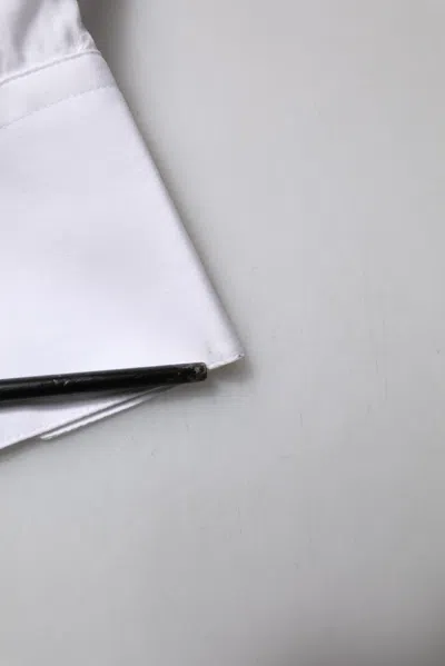 Pre-owned Dolce & Gabbana White Gold Cotton Long Sleeve Men Formal Men's Shirt ()