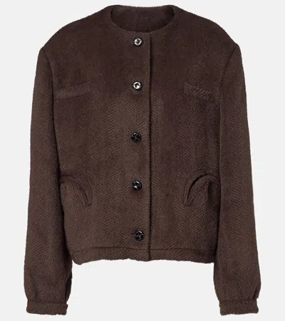 Blazé Milano This Is It Gliss Herringbone Alpaca And Wool-blend Jacket In Brown